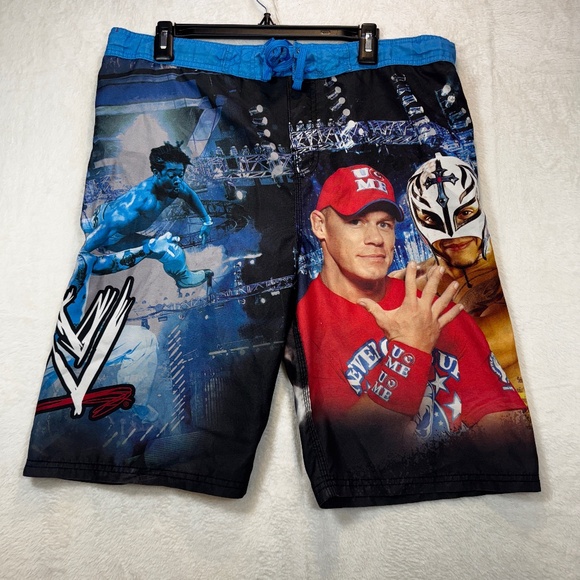 WWE Swim Trunks Mens Size XL Graphic John Cena Undertaker Wrestling - Picture 1 of 9